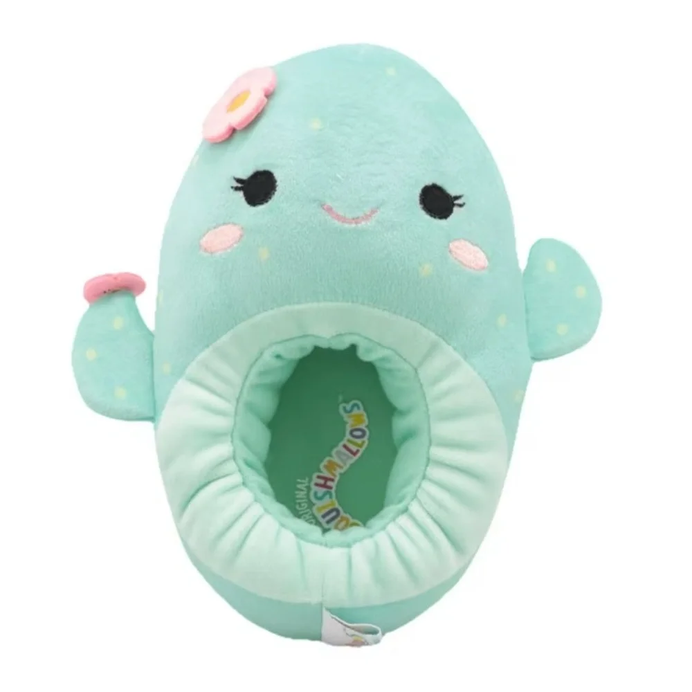 NEW Girls Graciela Cactus Squishmallows Teal Kids Plush Slippers M 13 / 1